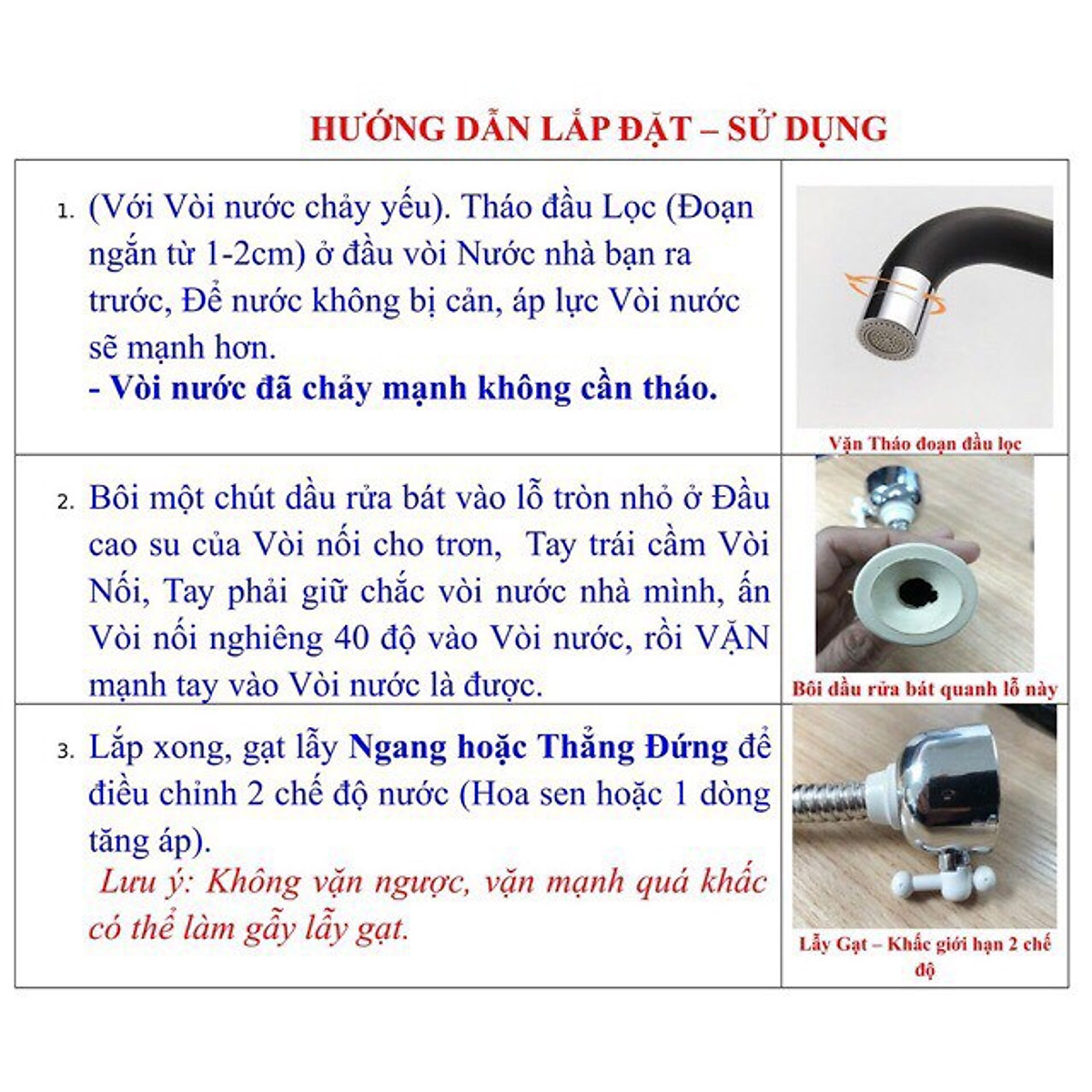 Đầu Vòi Rửa Bát Tăng Áp, Loại Vòi Rửa Bát Dài, Xoay 360 Độ, Có Van Điều Chỉnh Chế Độ Nước