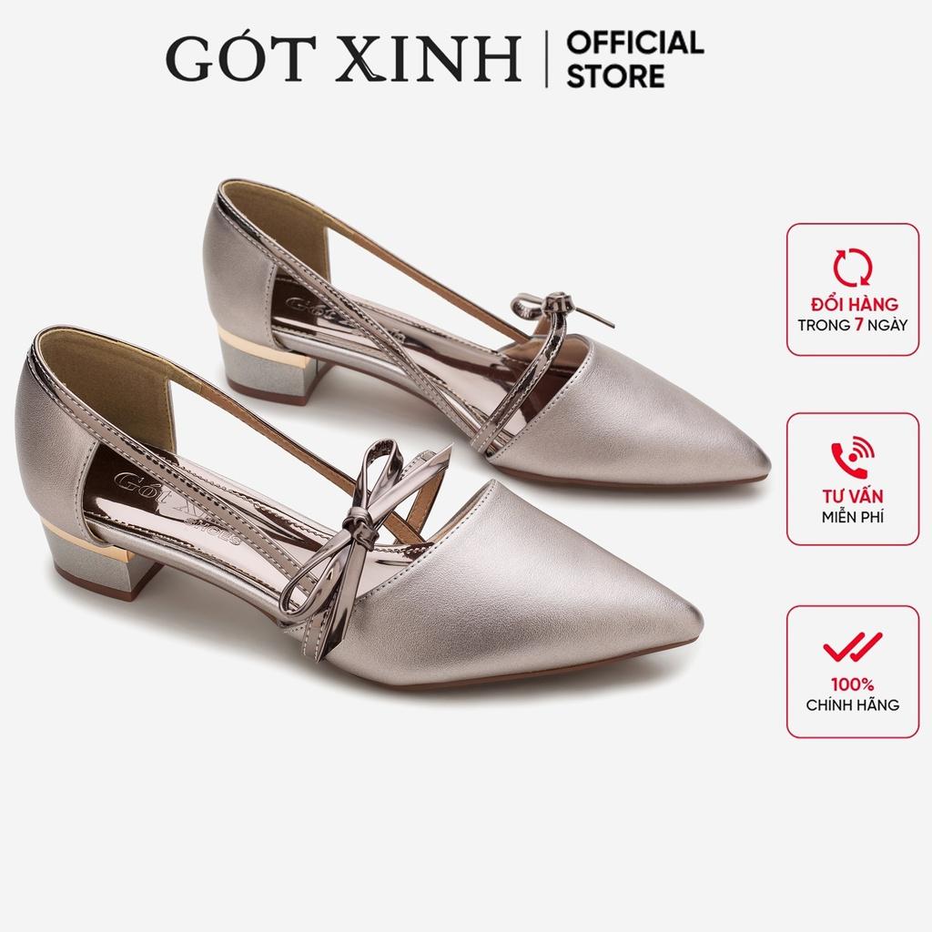 Giày cao gót nữ GÓT XINH G10 da mờ đế vuông cao 3cm