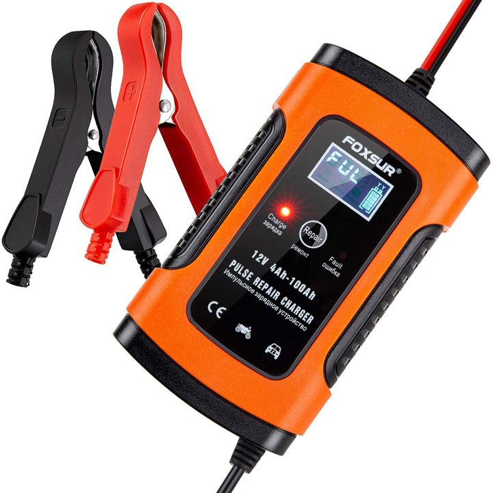 Bộ sạc ắc quy Foxsur 12V 5A FBC1205D tự ngắt khi đầy bảo dưỡng khử sunfat chống ngược cực