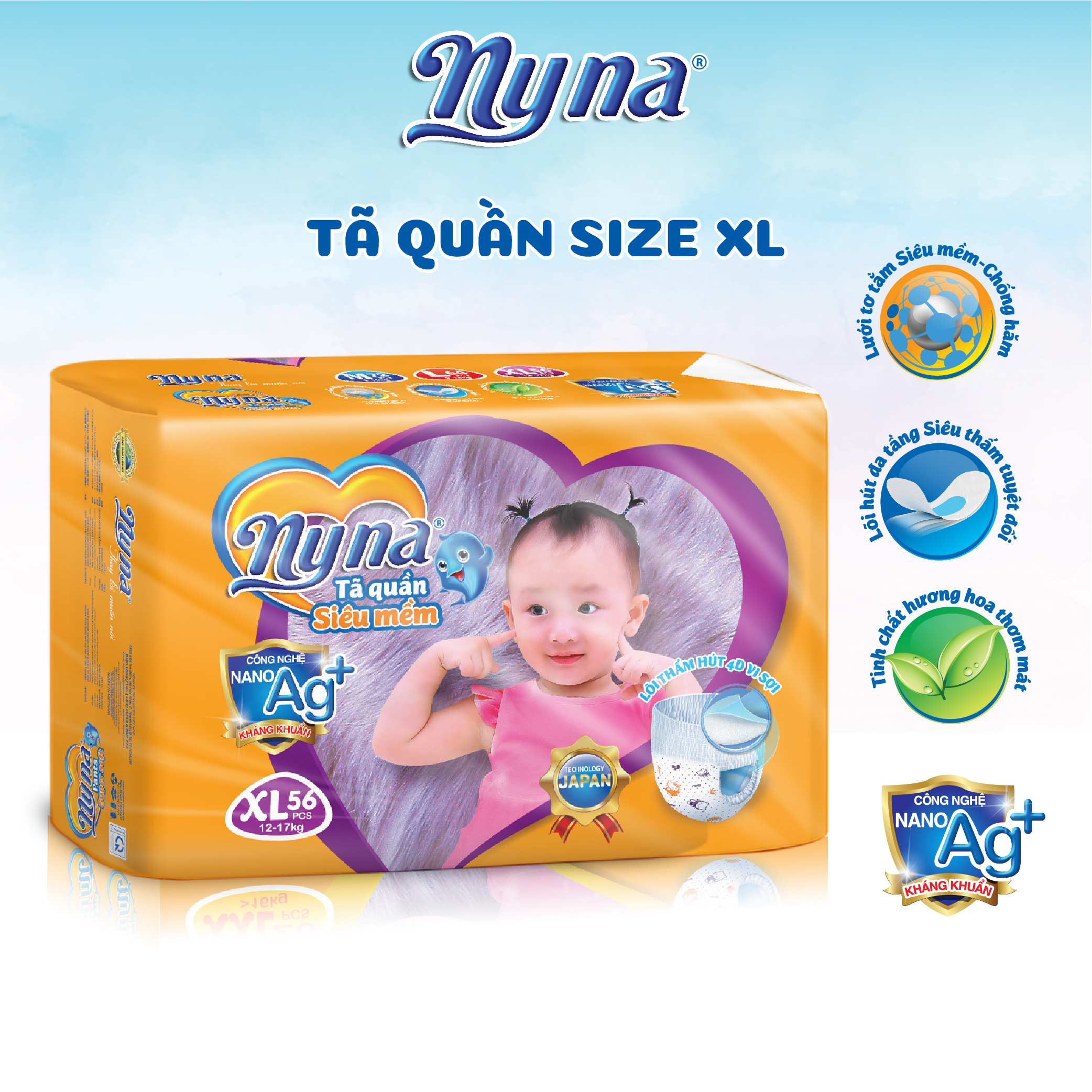 Tã Quần em bé Nyna size XL 56 miếng