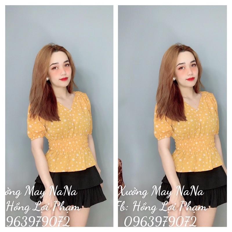 Áo kiểu hoa nhí cổ V (hình thật +video)