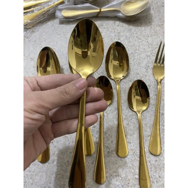 Thìa, rĩa inox mạ vàng sang trọng size 18cm và 20cm