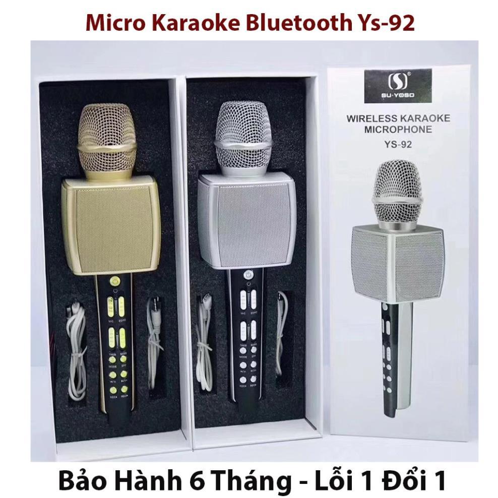 Micro Karaoke Bluetooth YS-92 Không Dây Mic Livestream Kết Nối Không Dây Hỗ Trợ Ghi Âm