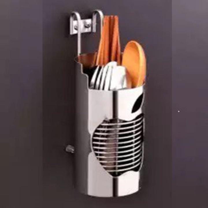Ống đựng muỗng đũa inox 304, Dụng cụ đựng đũa 2 ngăn cao cấp chống han chống gỉ an toàn vệ sinh