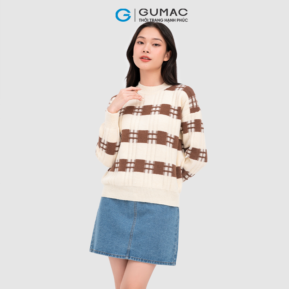 Áo len họa tiết sọc thời trang GUMAC AC11095