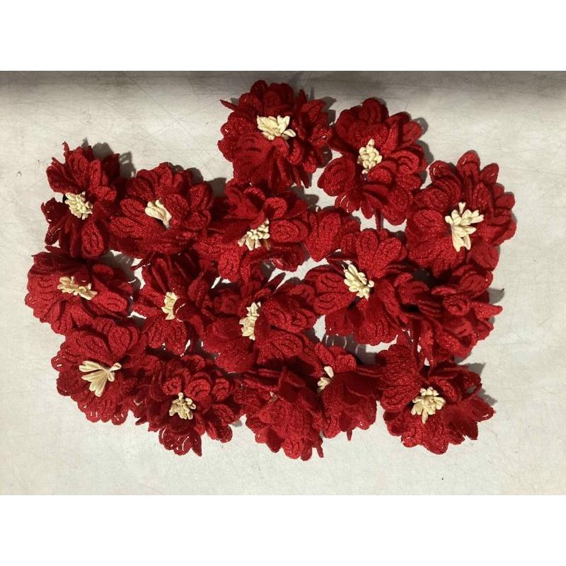 ĐẦM ĐỎ TAY PHỒNG ĐÍNH HOA XINH XẮN