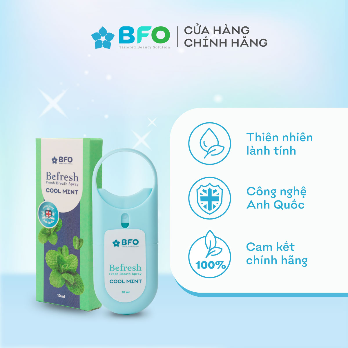 Combo 2 Xịt Thơm Miệng Befresh Cho Hơi Thở Thơm Mát Chỉ Trong 3 Giây Dung Tích 10ml