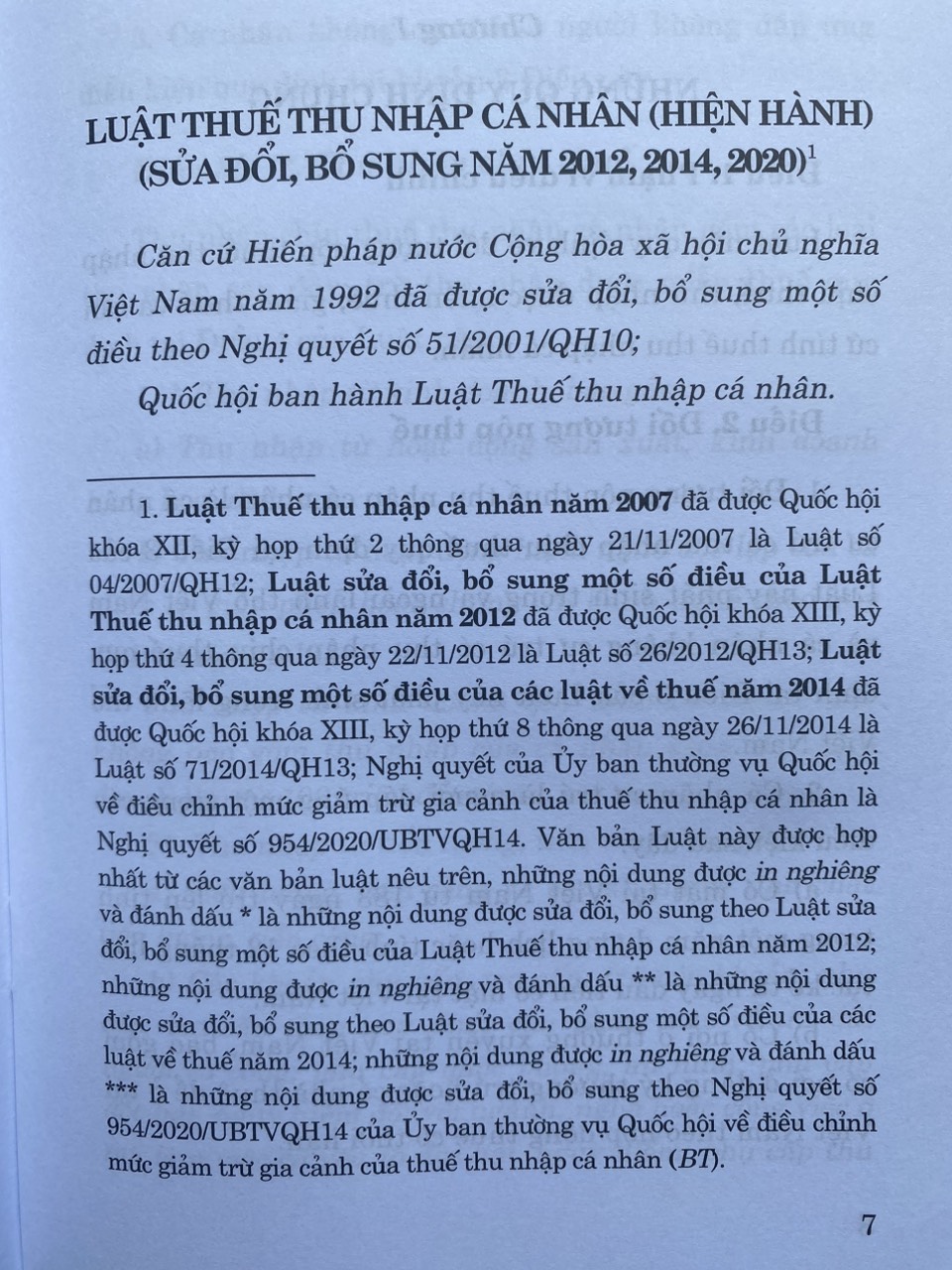 Sách- Luật Thuế Thu Nhập Cá Nhân ( Hiện Hành) ( Sửa đổi, bổ sung năm 2012,2014, 2020)