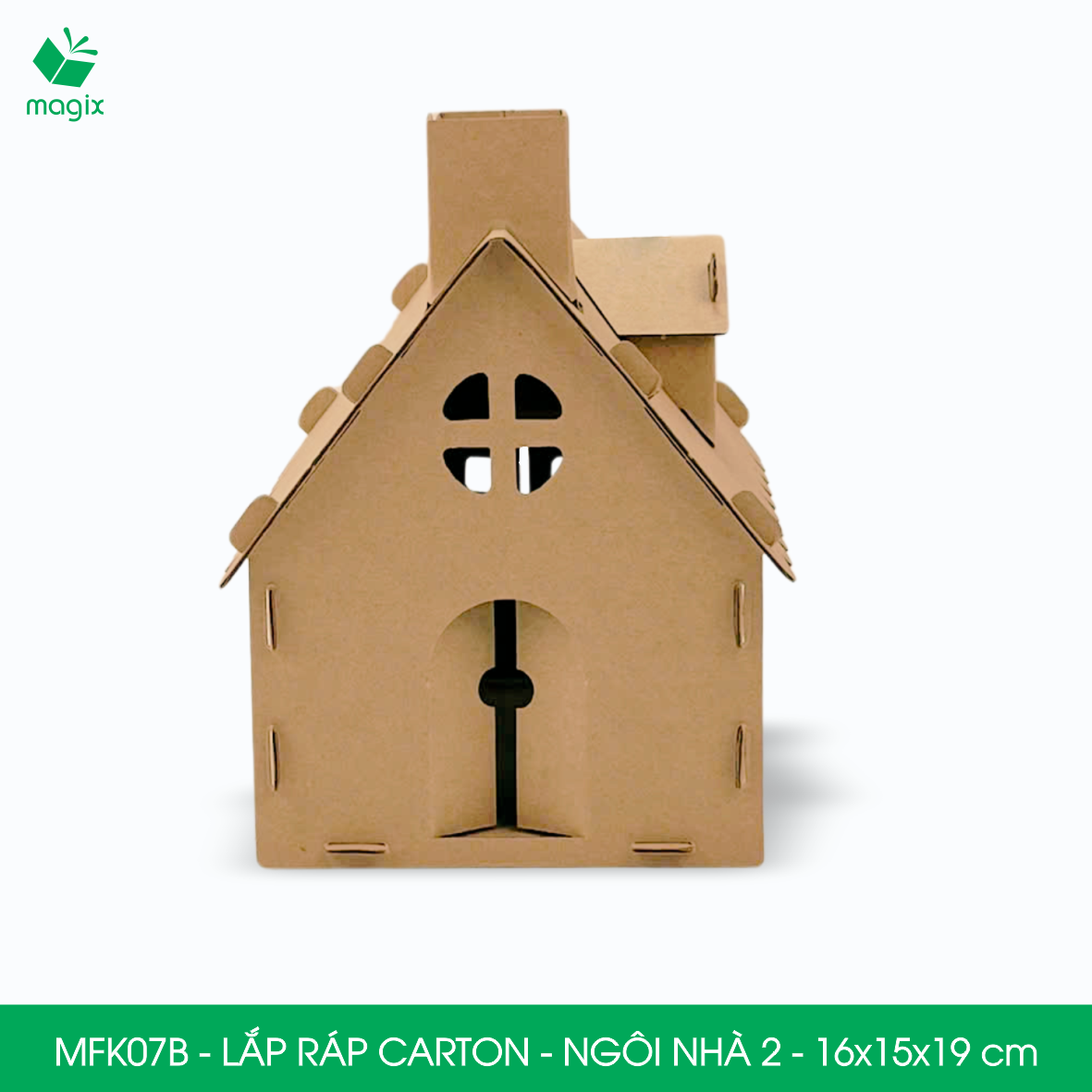 MFK07B - 16x15x19 cm - Mô hình ngôi nhà lắp ráp từ bìa carton cao cấp, nhà giấy carton mini sáng tạo