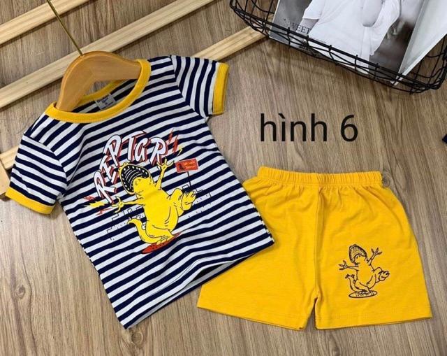 BỘ NGẮN TAY KHỦNG LONG BÉ TRAI THUN COTTON 4C MỀM 8-20kg - ĐỒ BỘ TRẺ EM