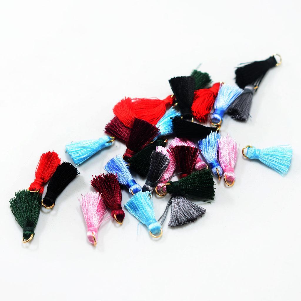 60 Pieces Silk Handmade Tiny Soft Tassels Mini Tassels,Colorful Tassels, Earring Tassels Assorted Colors 23mm