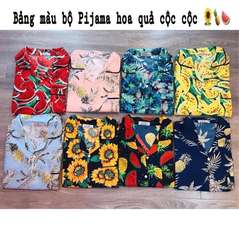 Bộ pijama hoa quả cộc đi biển, mặc nhà bo viền đẹp