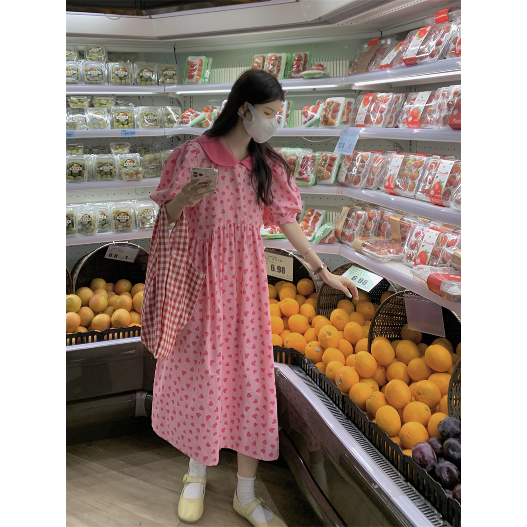 CHENGRUI Váy cổ búp bê Pháp cho nữ mùa hè 2023 đầm dài thắt lưng mỏng sinh viên ngọt ngào dịu dàng váy gió