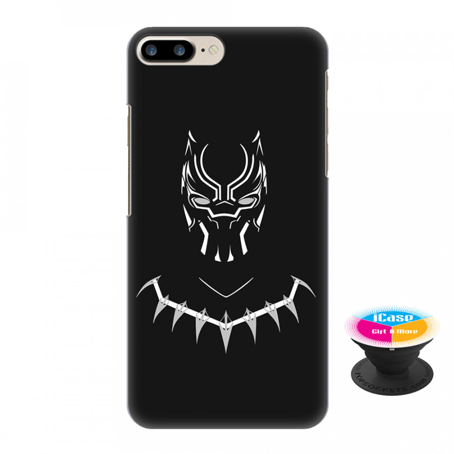 Ốp lưng nhựa dẻo dành cho iPhone 8 Plus in hình Báo Đen - Tặng Popsocket in logo iCase - Hàng Chính Hãng