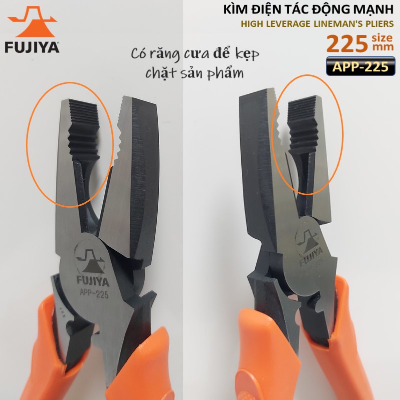 Kìm điện tác động mạnh cách điện 9 inch / 225mm Fujiya APP-225 công nghệ Nhật Bản - Sản phẩm chính hãng