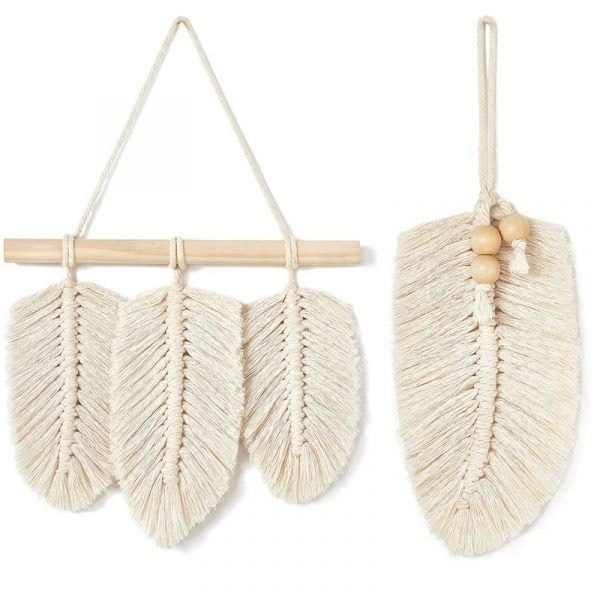 Set 3 lá treo tường trang trí macramé handmade độc đáo