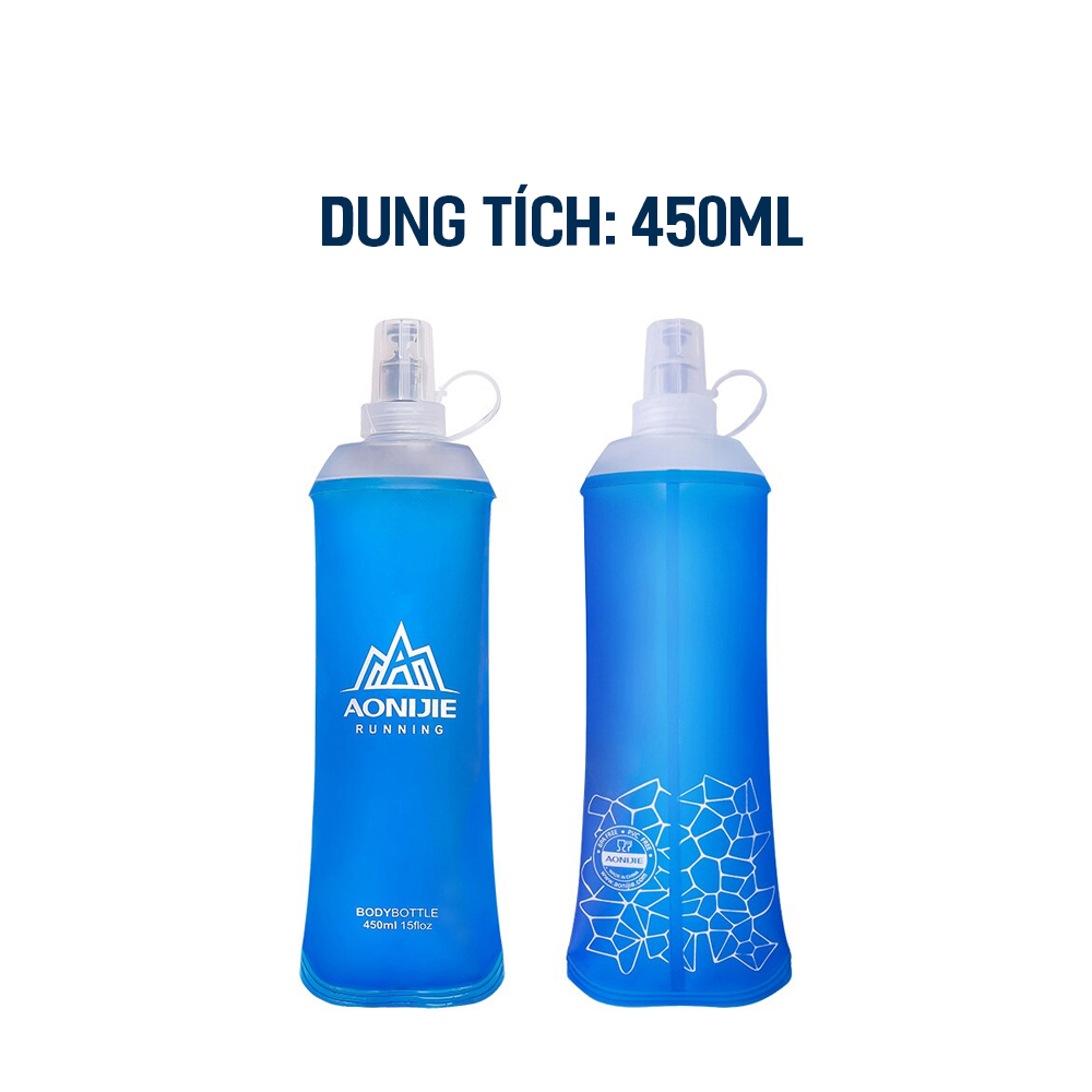 Bình Nước Mềm Có Nắp Thể Thao Aonijie SD19R450 - Dung Tích 450ml, Có Thể Gấp Gọn, Siêu Nhẹ