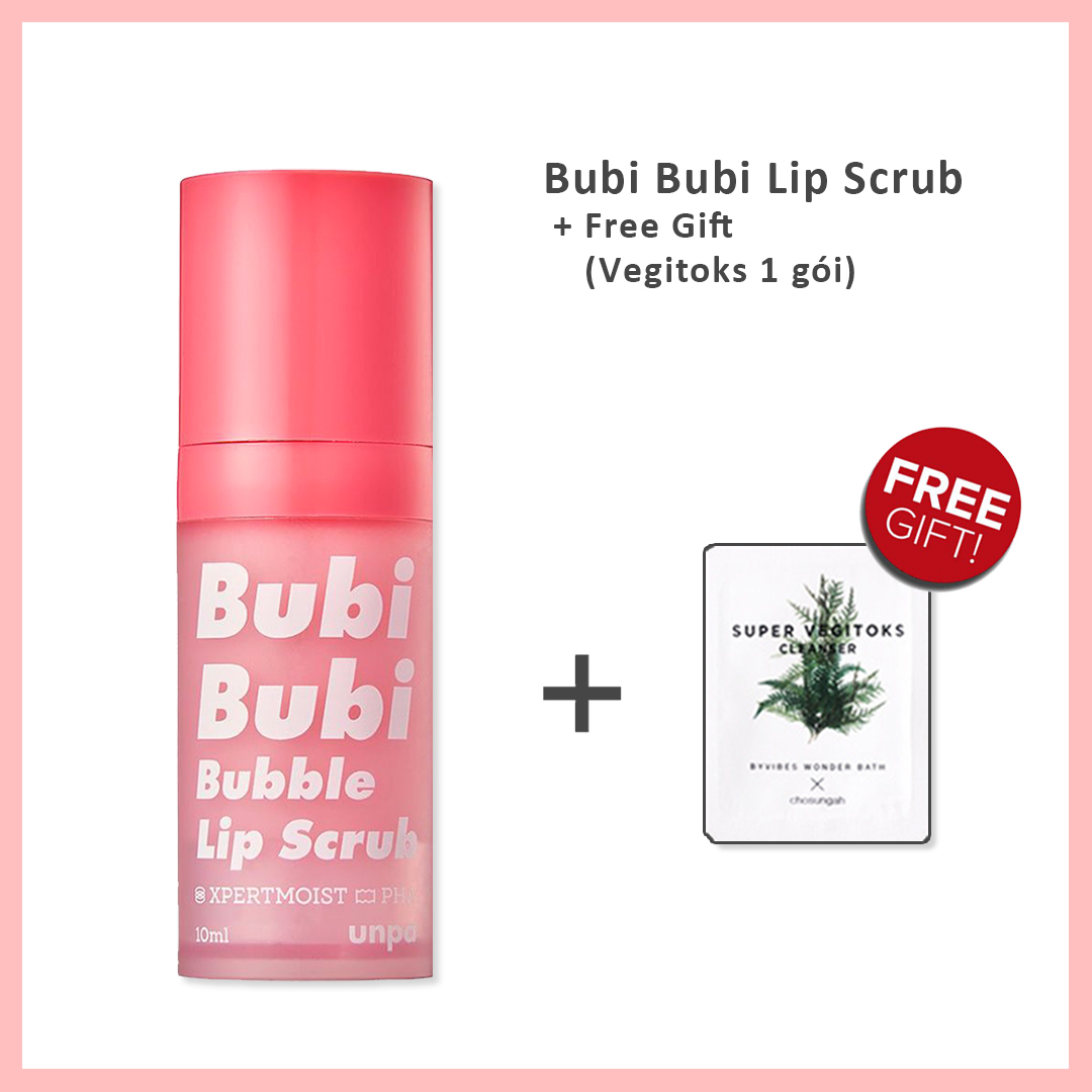 Tẩy Tế Bào Chết Môi Bubi Bubi Lip 12ml + Tặng 1 gói sữa rửa mặt thải độc Super Vegitoks Cleanser 3ml