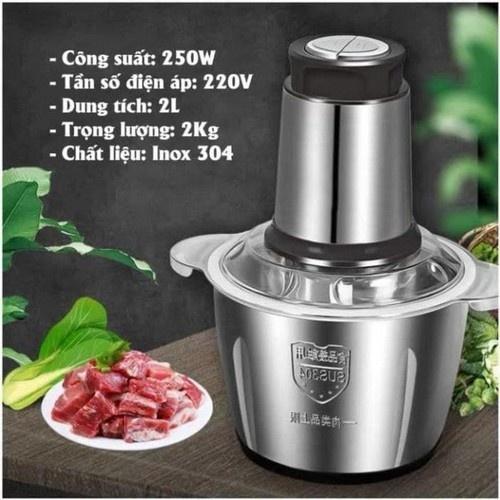 Máy xay thịt cối Inox 4 lưỡi đa năng siêu sắc bén, cối xay  2 lít, xay siêu nhanh siêu mạnh,