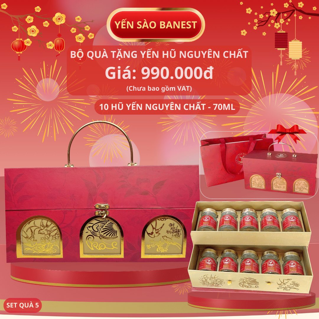 Sét Quà Tặng 10 Hũ Yến 70ml chứa 7.8g Yến Tươi Tiệt Trùng Cao Cấp - Yến Sào BaNest