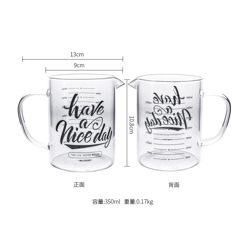 Ly Thủy Tinh Uống Sữa Có Vạch Đo Lường In Chữ Sáng Tạo