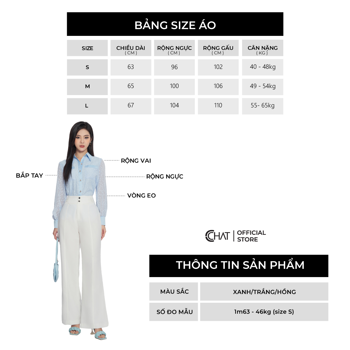 Áo Sơ Mi Nữ Họa Tiết Phối Cổ Nẹp Chất Voan Tơ Nhập Khẩu 53SDV8005ST