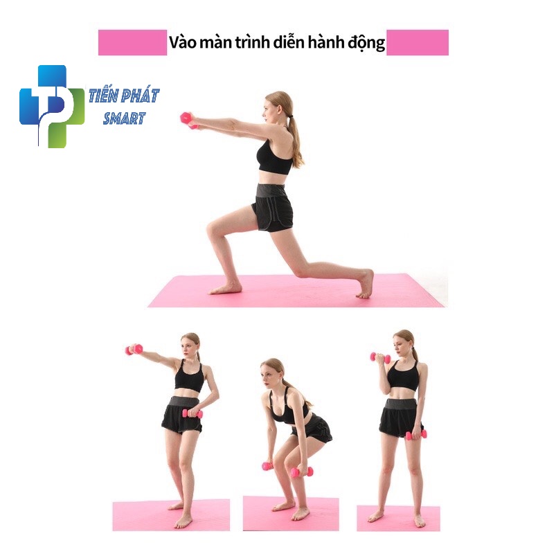 Bộ 2 Tạ Tay 4kg Bọc Cao Su Trơn Lõi Thép Cao Cấp Chính Hãng-Giao Màu Ngẫu Nhiên
