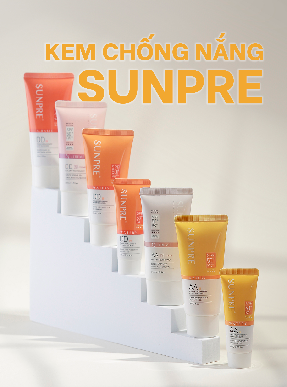 Kem chống nắng Mona Frema SUNPRE Sunscreen Mini Size 7ml (Không Màu Và Màu Kem Nền)