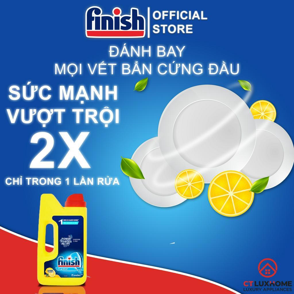 Bột Rửa Chén Bát Hương Chanh Finish Classic Power Powder Lemon Sparkle 1kg [2 chức năng]