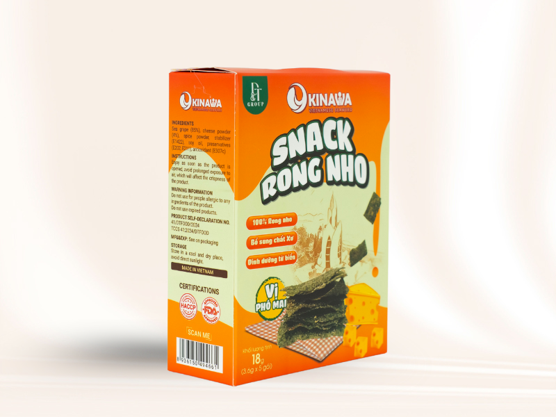 Snack rong nho dinh dưỡng Okinawa - Vị phô mai - Hộp 18gr