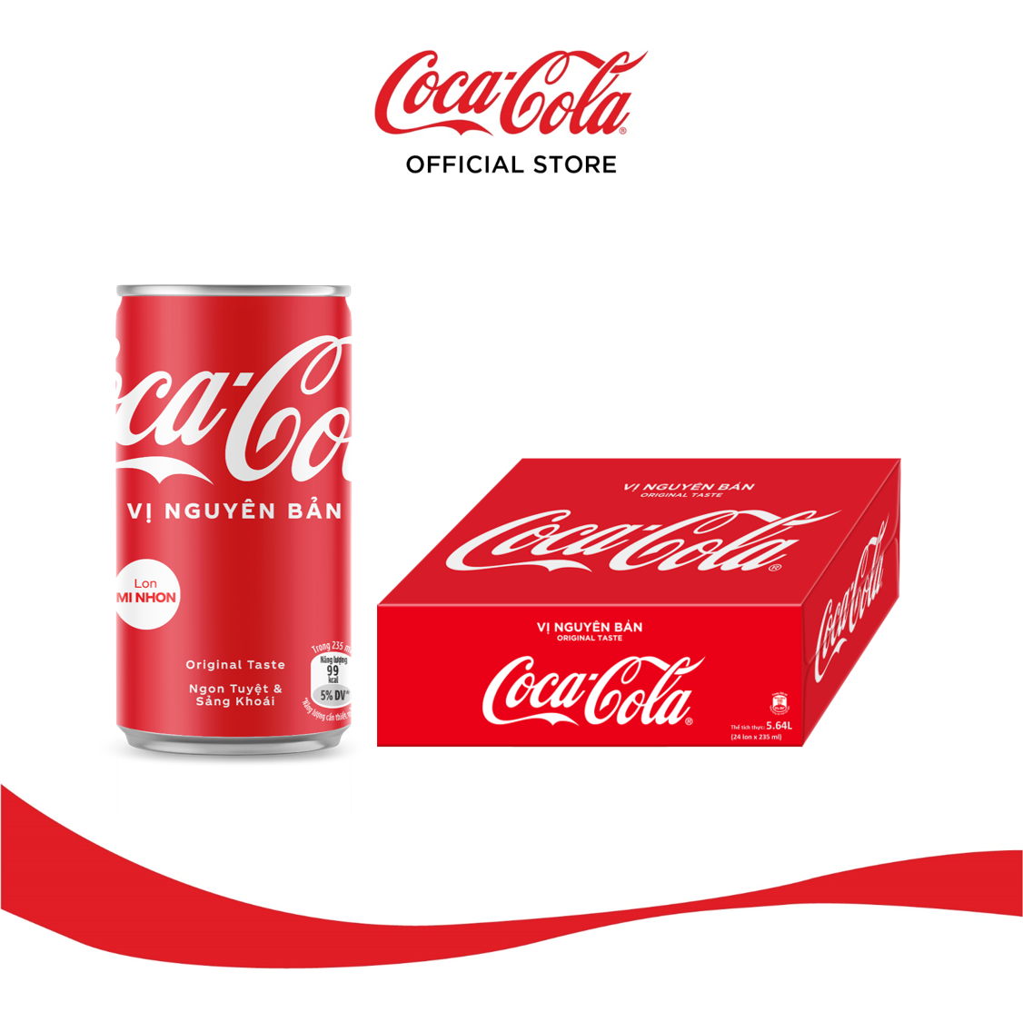 Thùng 24 Lon Mi-nhon Nước Giải Khát Coca-Cola vị Nguyên Bản Original 235mlx24