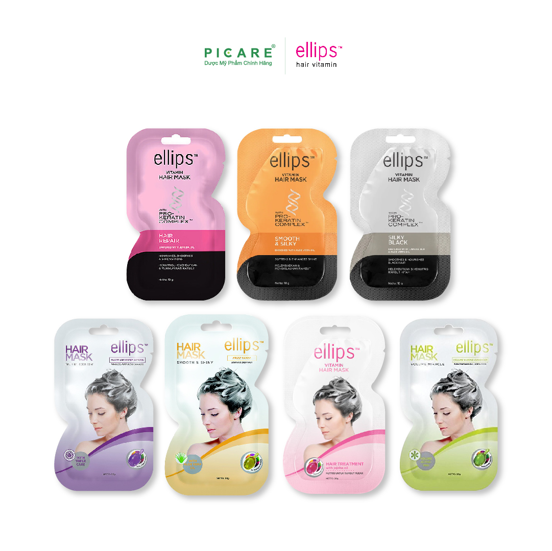 Kem Ủ Tóc Ellips Giúp Phục Hồi Tóc Hư Tổn Vitamin Hair Mask 18g - 1 gói