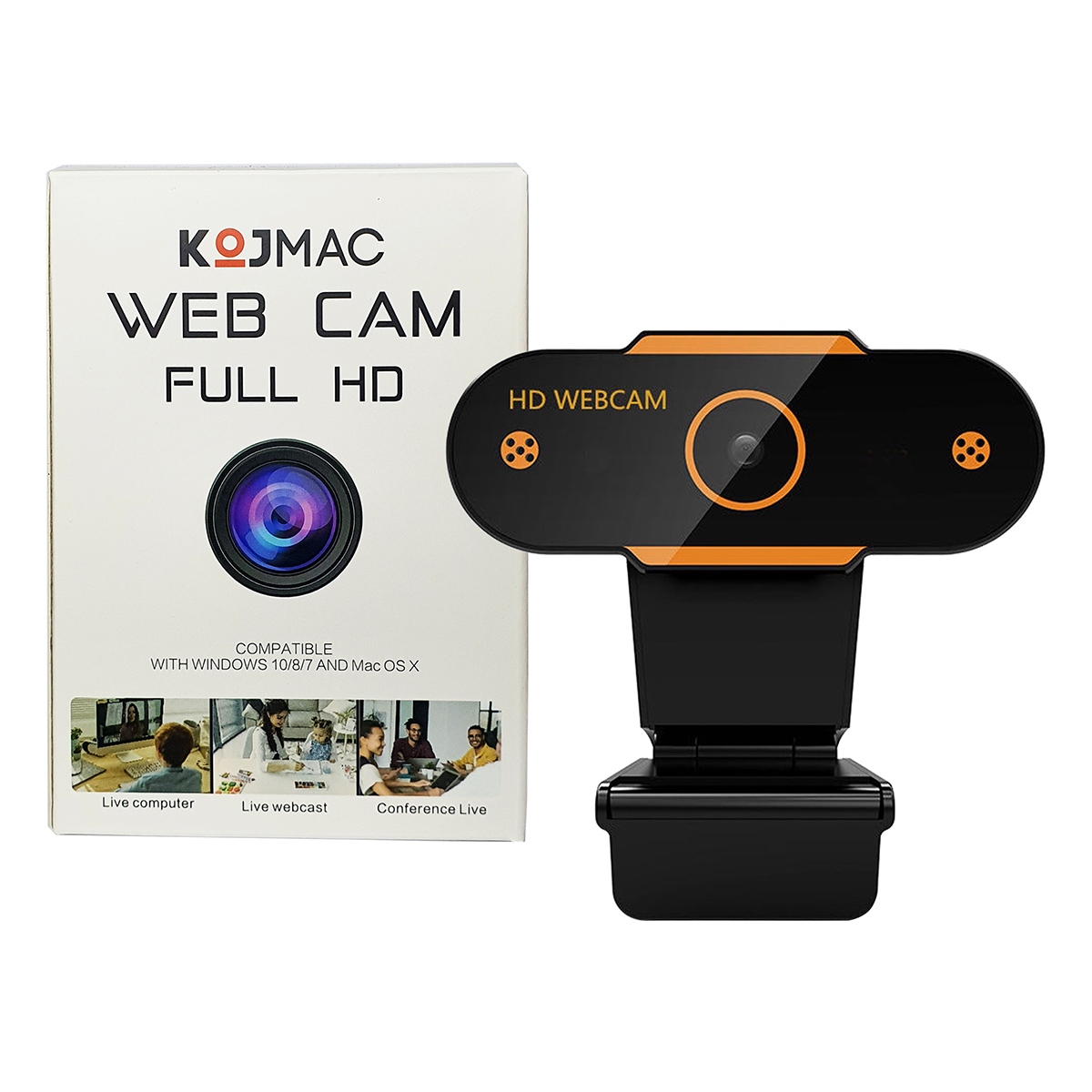 Webcam Máy Tính Có Mic KOJMAC c270-PKB034 kết nối USB - Hàng Chính Hãng ( Camera Tích hợp Micro Chống Ồn Họp trực tuyến, Học Online tương thích Windows PC Laptop )