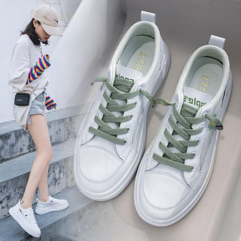 Giày thể thao nữ, sneaker nữ, giày trắng phối lưới thêu hoa cúc phong cách Hàn Quốc 2 màu - Tặng kèm tất