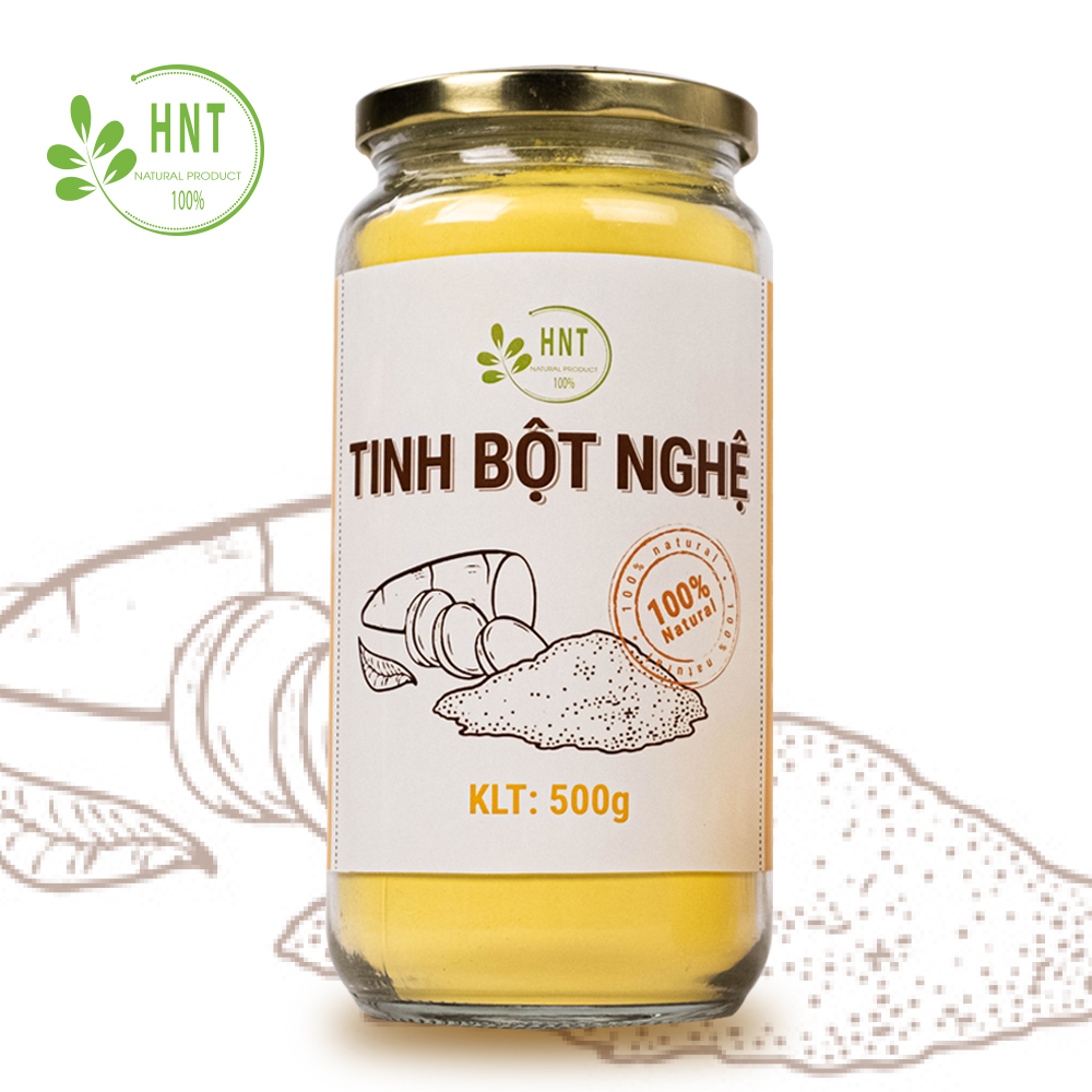 Tinh bột nghệ nhiều curcumin  HNT 500g - Đã được kiểm nghiệm an toàn chất lượng thực phẩm- dùng khi, dưỡng da, đau dạ dày