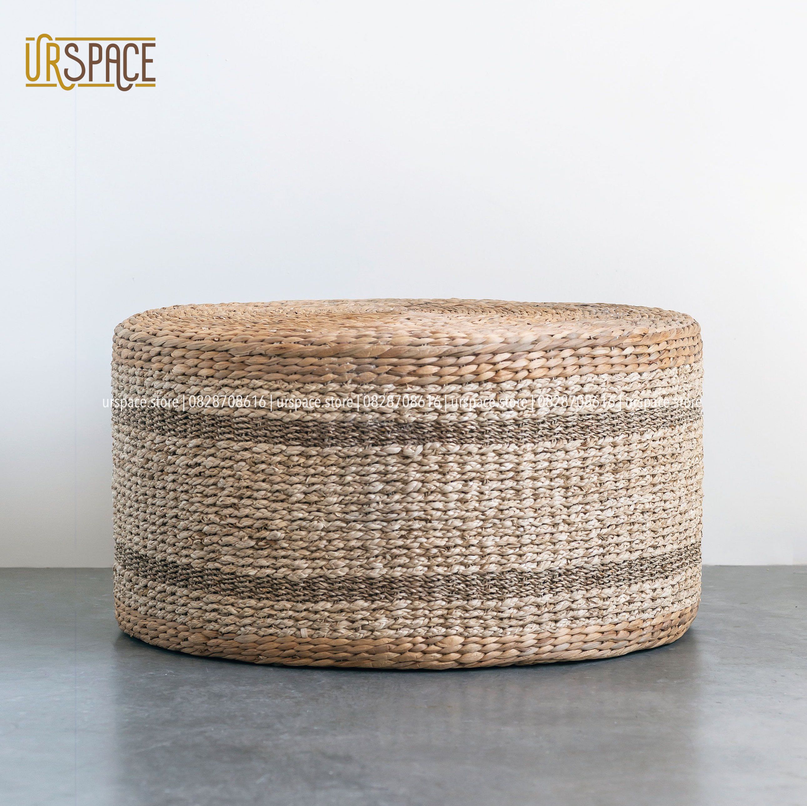 Ghế đôn bèo (lục  bình) hình trụ tròn đa năng/ Water hyacinth ottoman stool