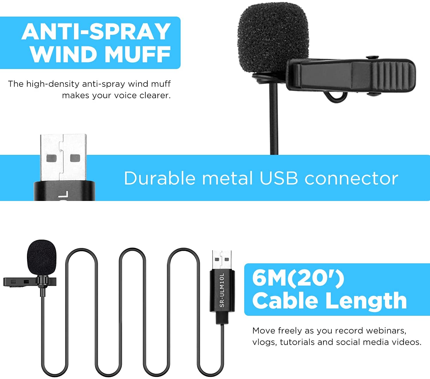 Saramonic SR-ULM10L, Micro Thu Âm Cổng USB Cho PC/Laptop - Hàng Chính Hãng