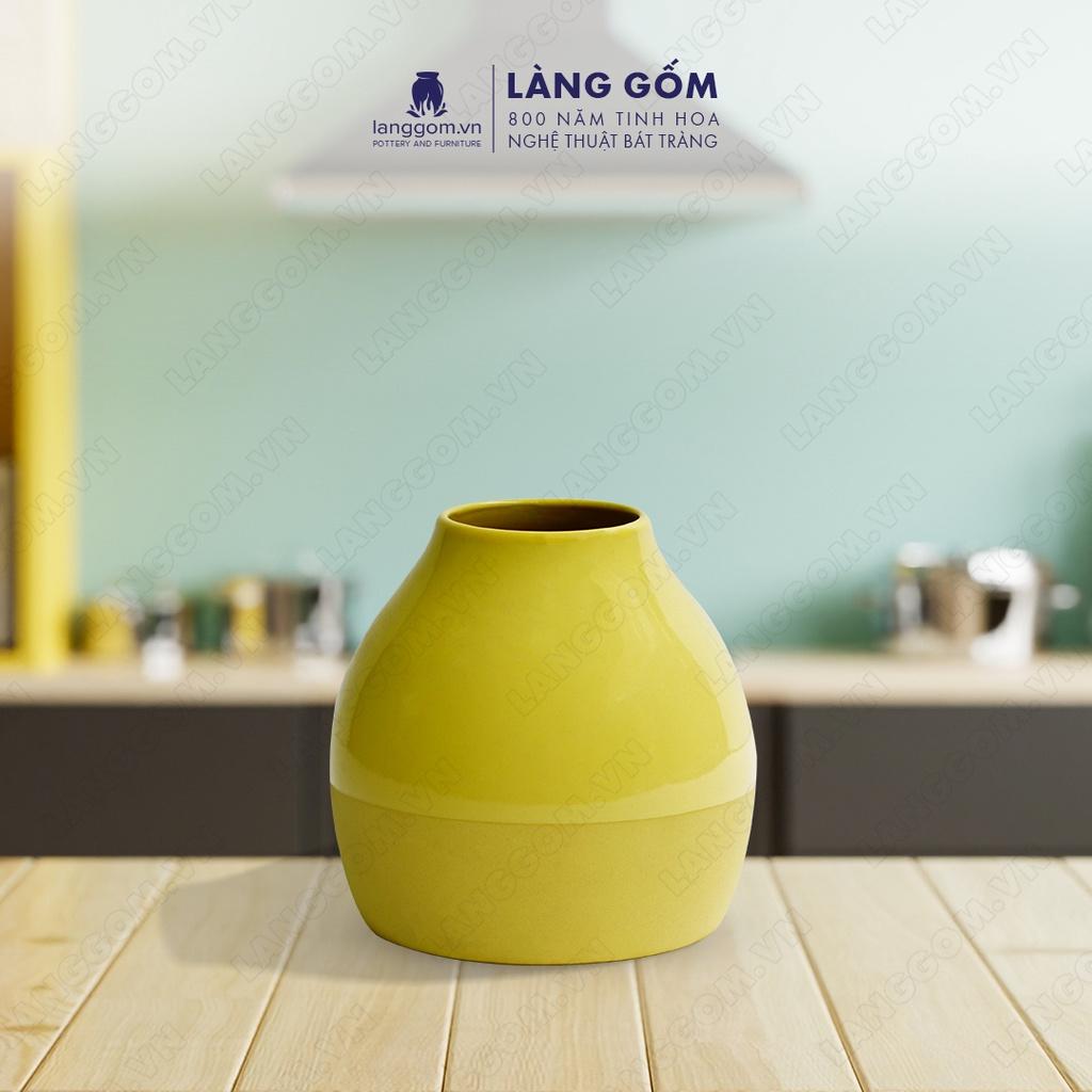 Bình hoa, lọ hoa Gốm sứ Bát Tràng cao cấp Men mát dạng pháo dùng làm quà tặng, trang trí - Làng Gốm Bát Tràng