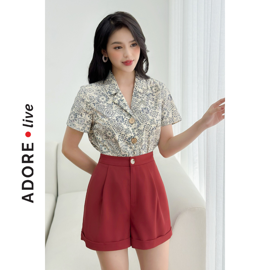 Áo sơ mi Shirts casual style thô hoạ tiết paisley cream cổ 2 ve 321SH1042 ADORE DRESS