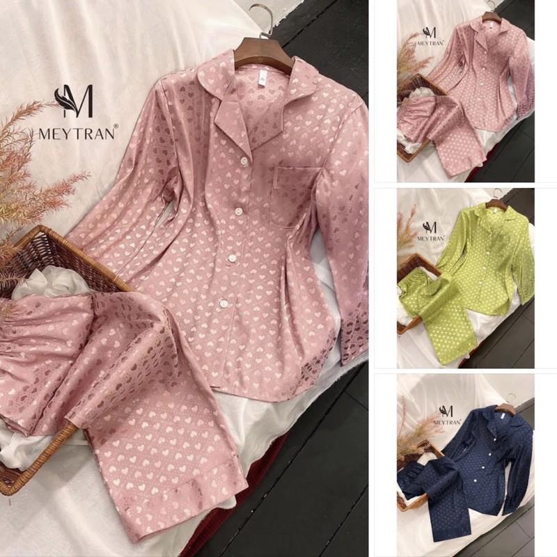 BỘ ĐỒ PYJAMA TAY DÀI QUẦN DÀI HOẠ TIẾT TRÁI TIM NHIỀU MÀU