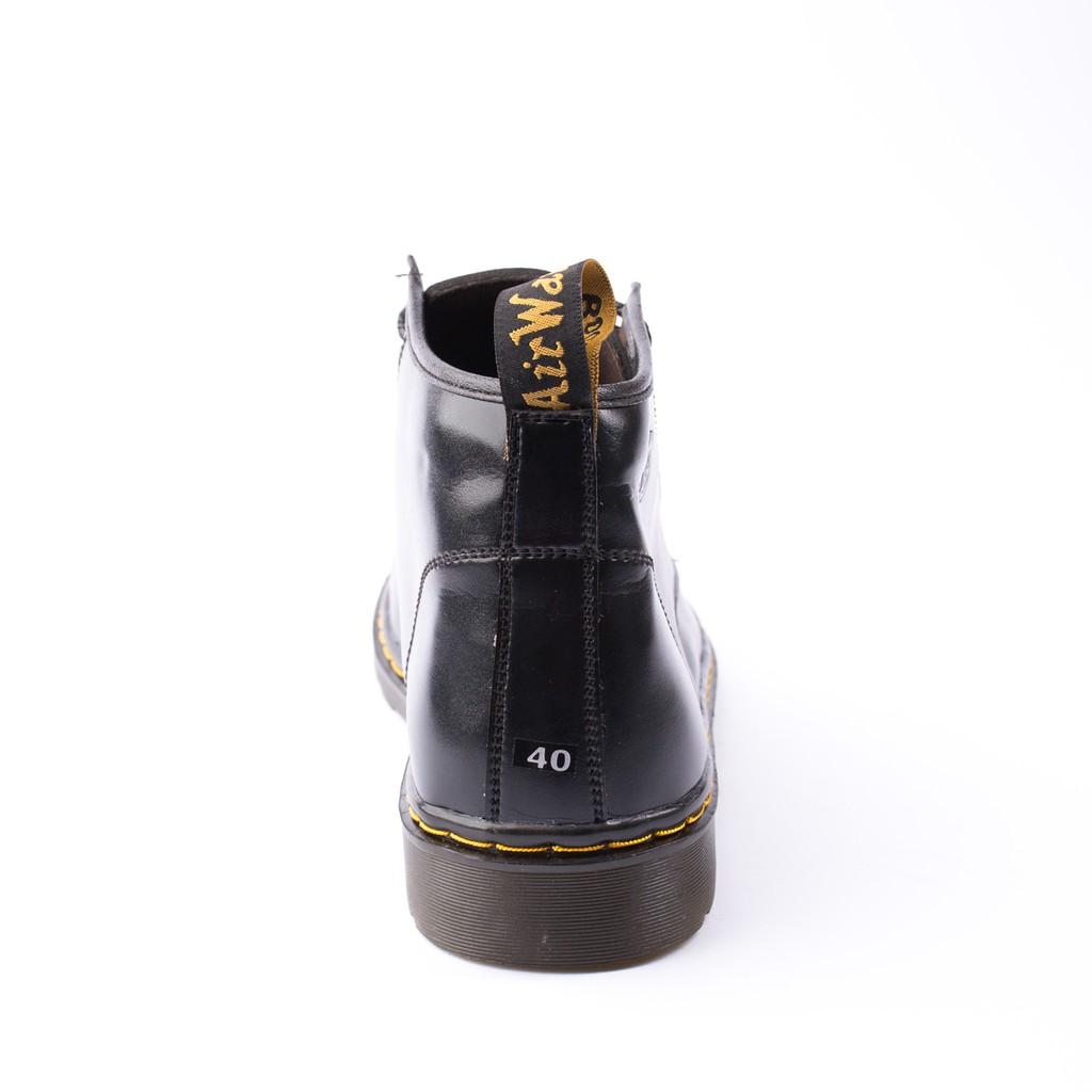 Giày Boot Nam Cổ Lửng Đế Khâu Da Trơn Màu Đen Cực Chất - M354-DEN- Kèm Lót Độn Đế Cao Su