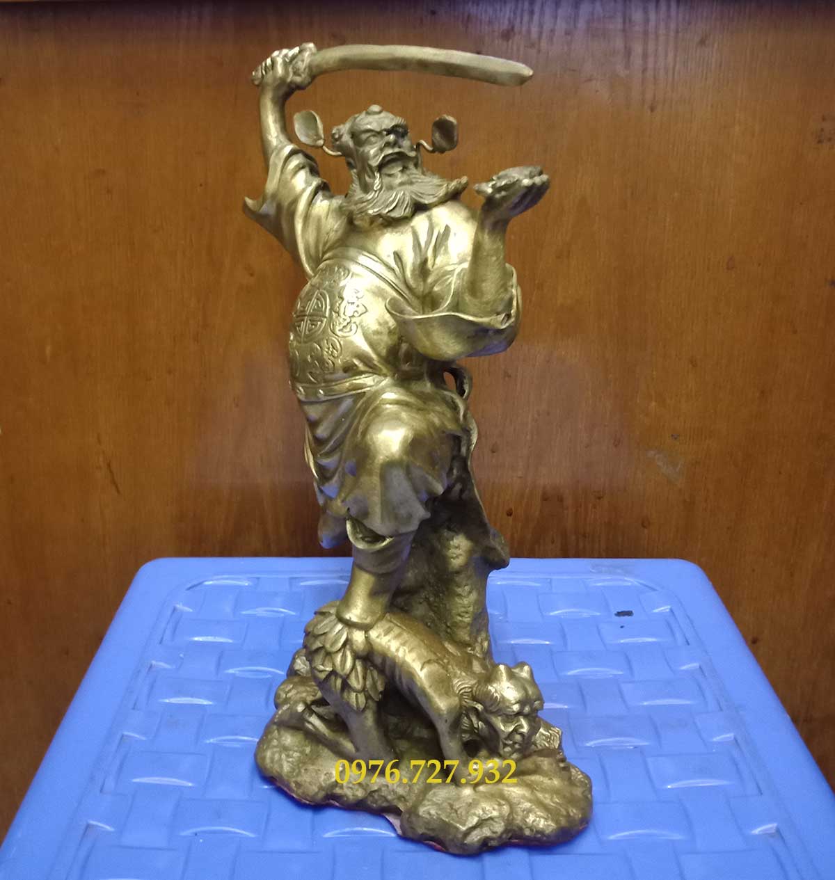 Tượng thần chung quỳ bắt ma cao 23cm bằng đồng, tượng chung quỳ bắt ma