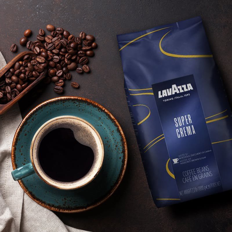 Cà phê hạt Lavazza Coffee Italy Super Crema Espresso - 1kg Whole bean - [Made in Italy] - 60% Arabica and 40% Robusta