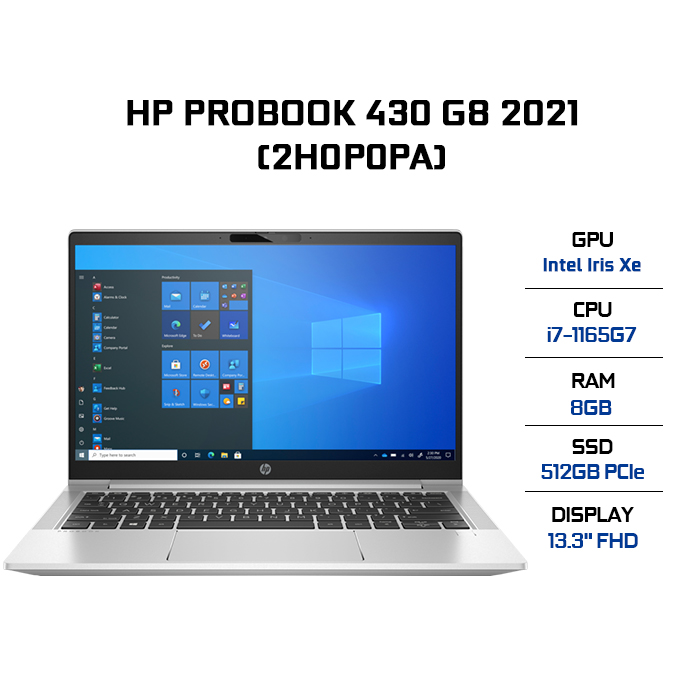 Laptop HP ProBook 430 G8 2H0P0PA (Core i7-1165G7/ 8GB DDR4 3200MHz/ 512GB SSD PCIe NVMe/ 13.3 FHD IPS/ Win10) - Hàng Chính Hãng