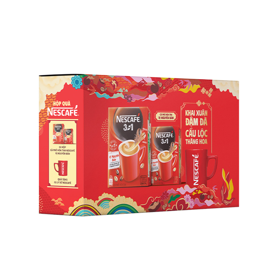 [Hộp Quà Tết] Nescafé 3in1 Vị Nguyên Bản - 2 Hộp X 20 Gói (Tặng 1 Ly Sứ Cao Cấp)