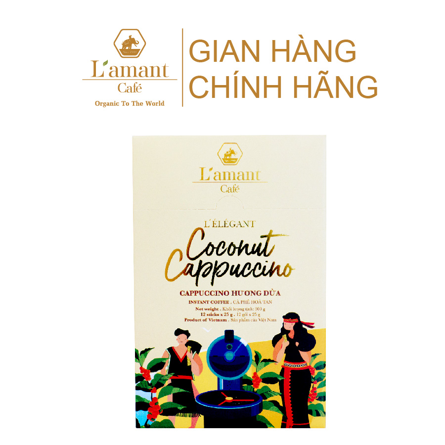 Cà phê hoà tan L'amant Cafe - Coconut Cappuccino - Hộp 25 g x 12 gói