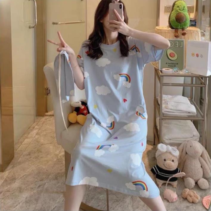 Váy Ngủ Đồ ngủ mặc nhà mềm,mát,mỏng họa tiết hoạt hình hàng Quảng Châu
