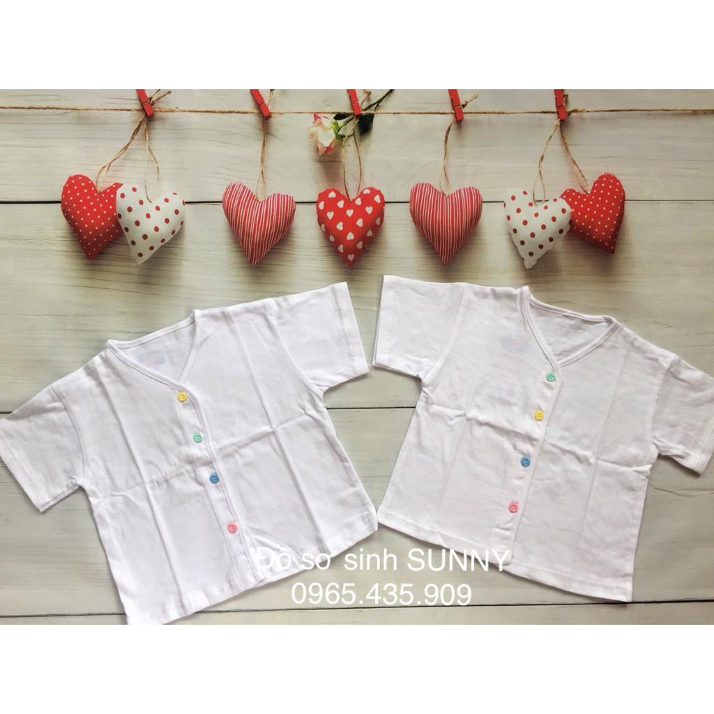Set 5 áo cúc giữa trơn tay ngắn cho bé sơ sinh