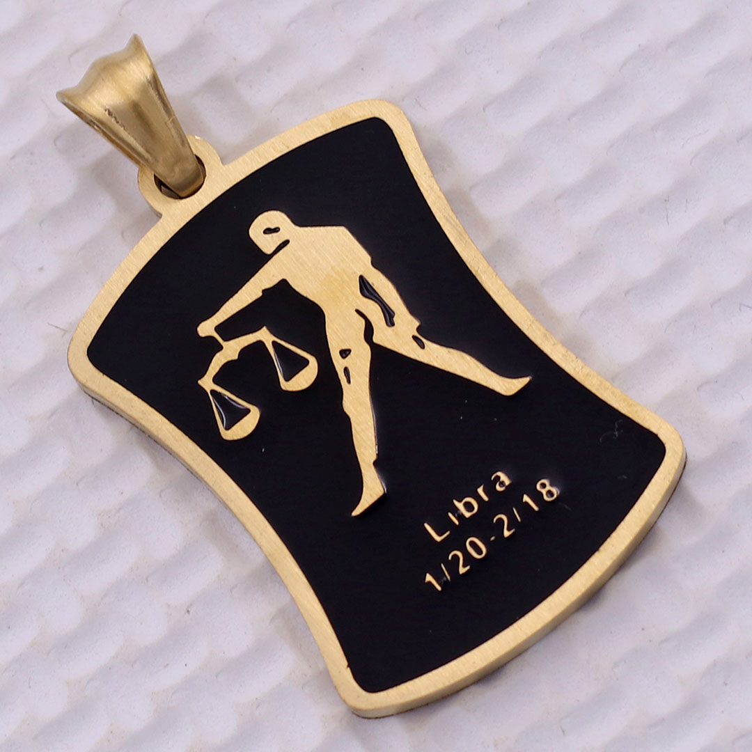 Mặt dây chuyền cung Thiên Bình- Libra inox vàng kèm móc inox vàng, Cung hoàng đạo