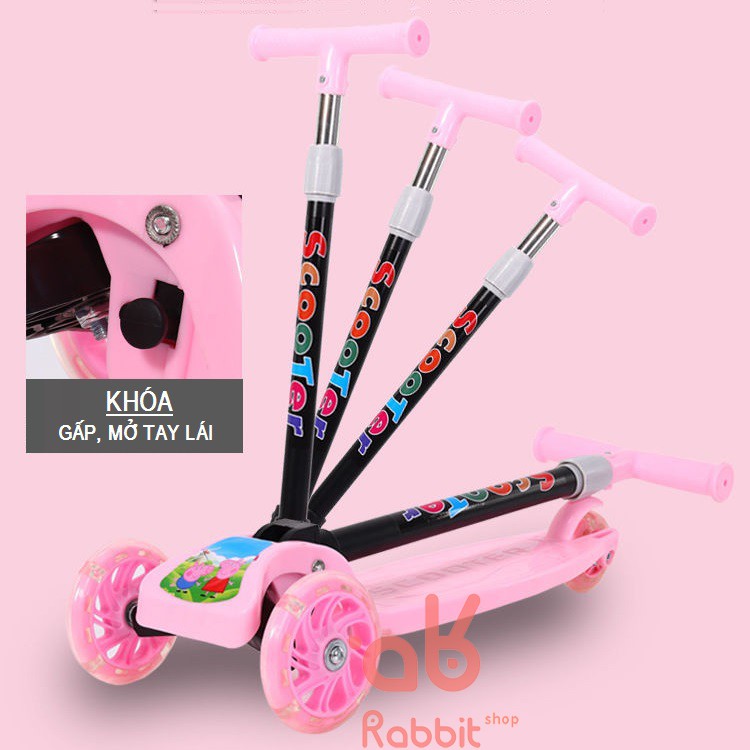 Xe trượt Scooter 3 bánh cao cấp cho bé từ 2 - 10 tuổi Gấp gọn Bánh xe phát sáng